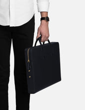 Load image into Gallery viewer, Slim Briefcase, Textured Navy Blue